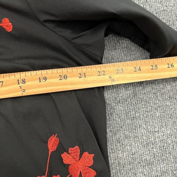 eShakti Dress Womens XL 18 Black Floral Embroidered Shift Pullover Half Sleeve - Picture 10 of 11